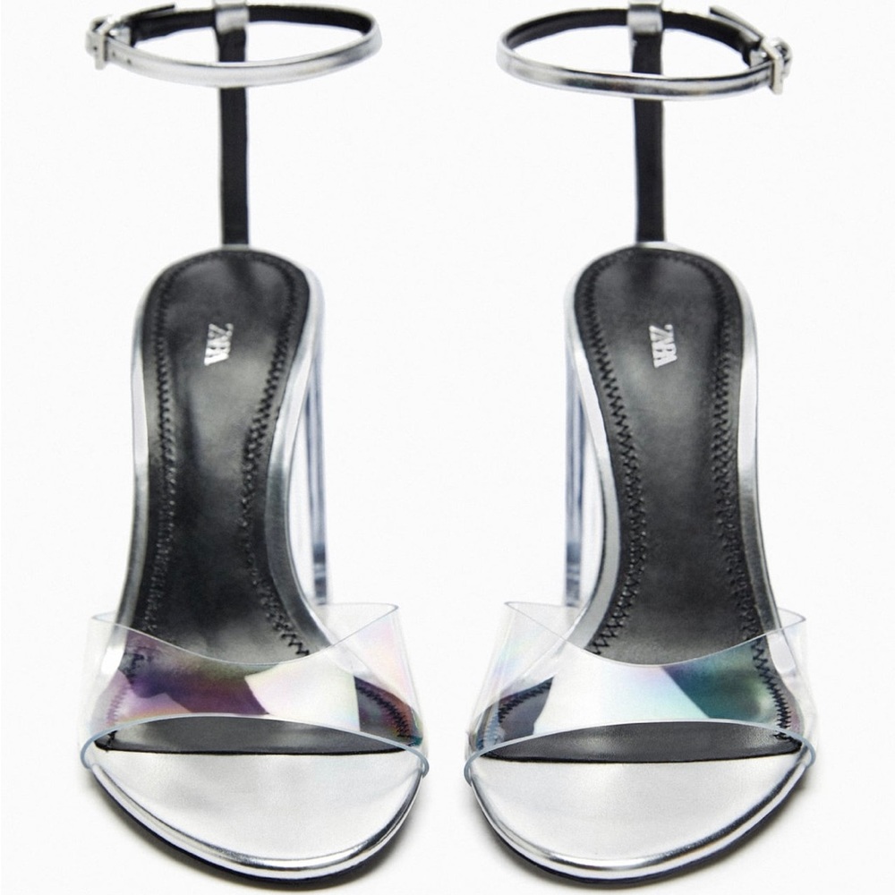 ZARA Woman Block Heel Vinyl Sandals US8 EU39